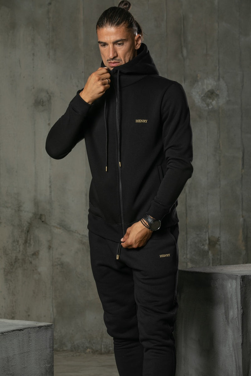 Henry clothing - 3-518 - gold logo jacket - black