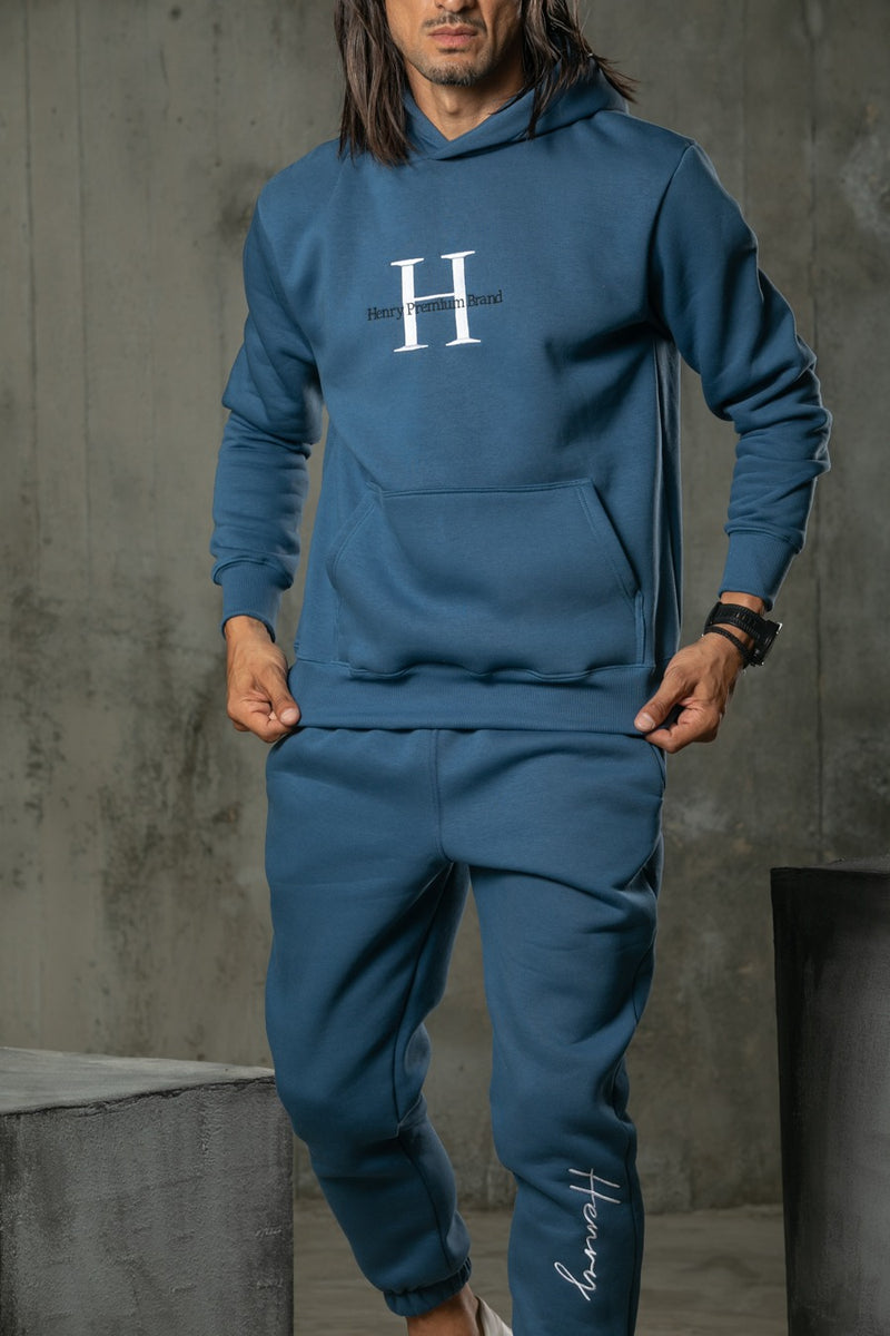 Henry clothing - 3-502 - large logo hoodie - blue