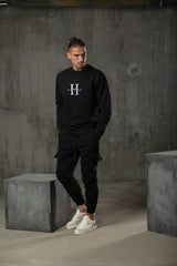 Henry clothing - 6-343 - calligraphy H logo cargo - black