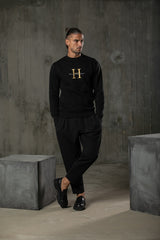 Henry clothing - 3-500 - premium gold logo sweatshirt - black