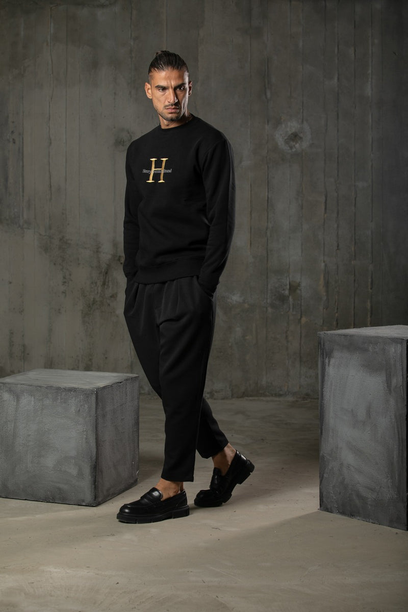 Henry clothing - 3-500 - premium gold logo sweatshirt - black