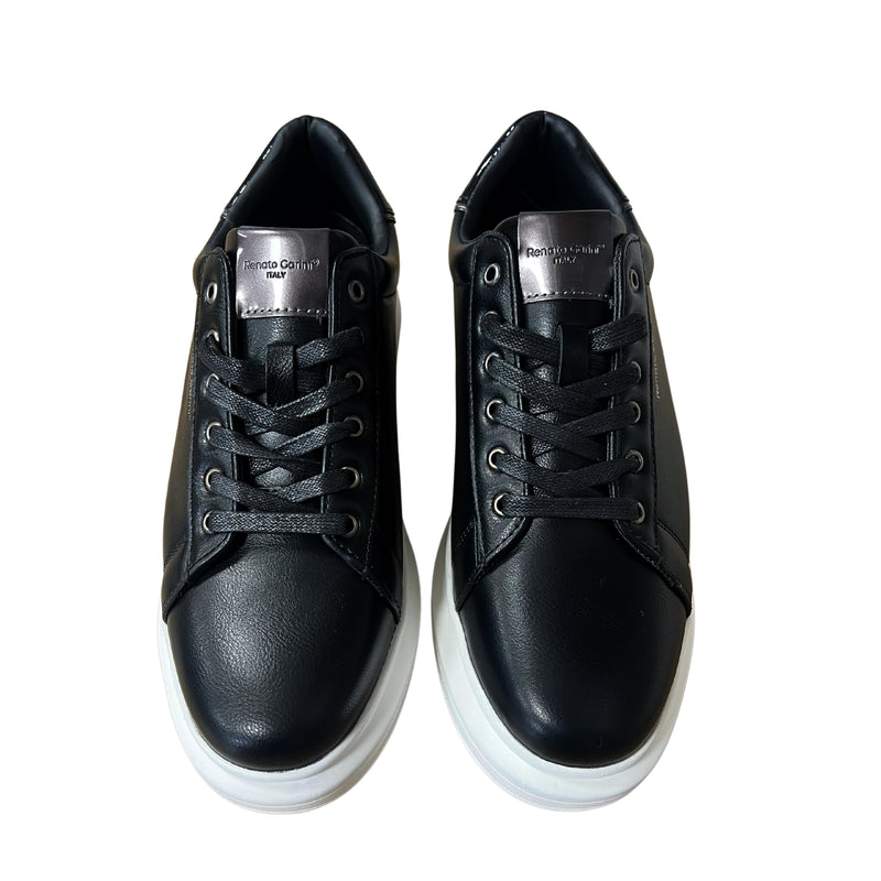 Renato garini italy black lined sneakers - white