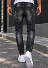 Ανδρικό τζιν παντελόνι - GUF-AD8326-black basic jeans regular fit