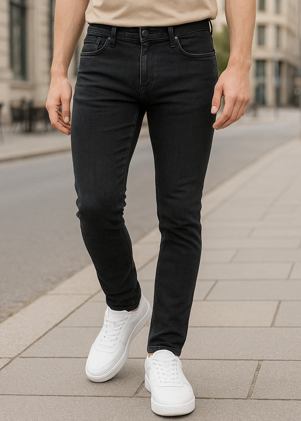 Ανδρικό τζιν παντελόνι - GUF - AF1203C - basic jeans regular fit μαύρο