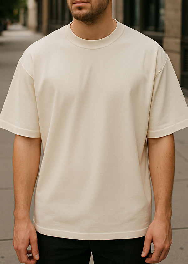 Ανδρική κοντομάνικη μπλούζα Tony Couper- B25/1 - fabric vanilla oversized t-shirt εκρού