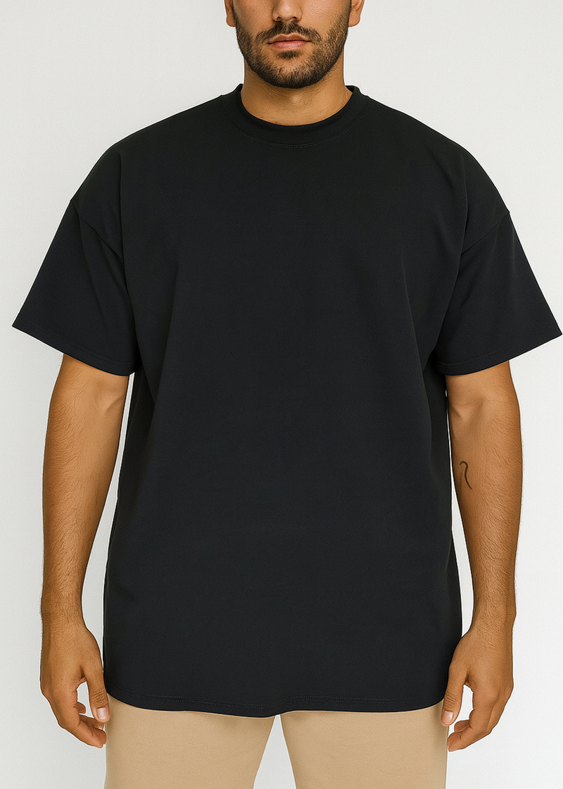 Ανδρική κοντομάνικη μπλούζα Tony Couper- B25/1 - fabric oversized t-shirt μαύρο