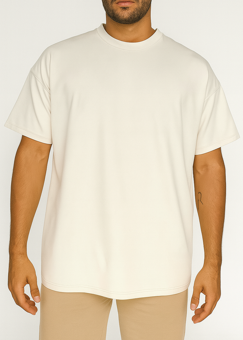 Ανδρική κοντομάνικη μπλούζα Tony Couper- B25/1 - fabric vanilla oversized t-shirt εκρού