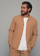 Ανδρικό μακρυμάνικο πουκάμισο μάο  Ben Tailor-BENT.1138-MONACO mao shirt light brown
