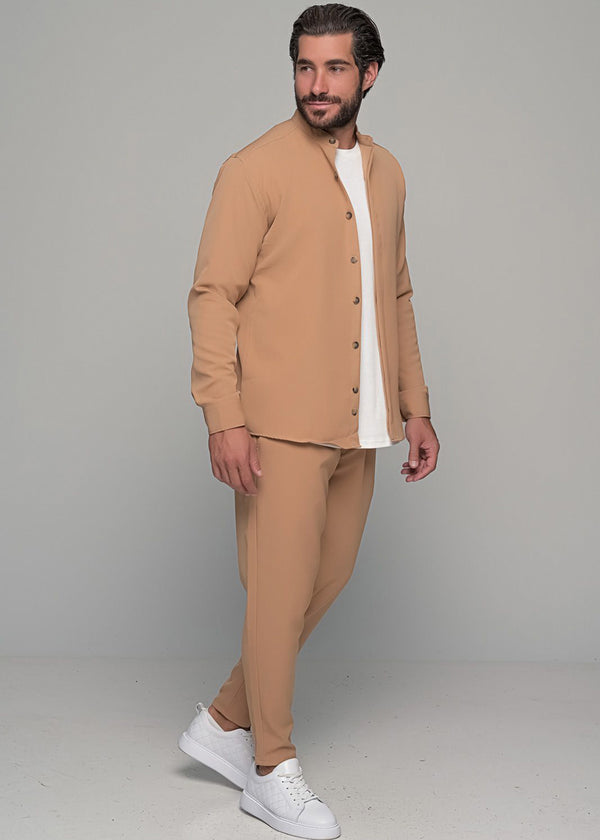 Ανδρικό σετ πουκάμισο-παντελόνι Ben Tailor - BENT.1123 - set MONACO light brown