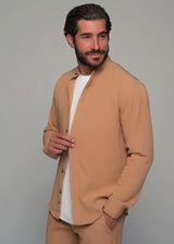 Ανδρικό μακρυμάνικο πουκάμισο μάο  Ben Tailor-BENT.1138-MONACO mao shirt light brown