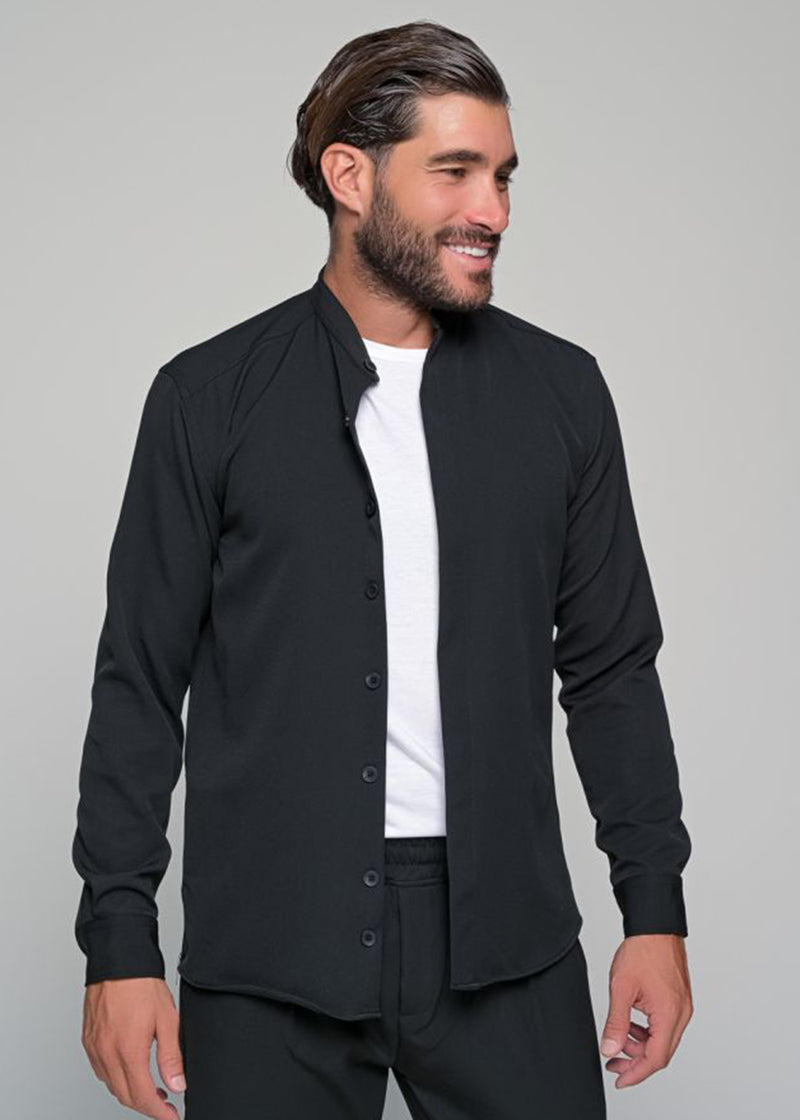Ανδρικό μακρυμάνικο πουκάμισο μάο  Ben Tailor - BENT.1138 - MONACO mao shirt μαύρο