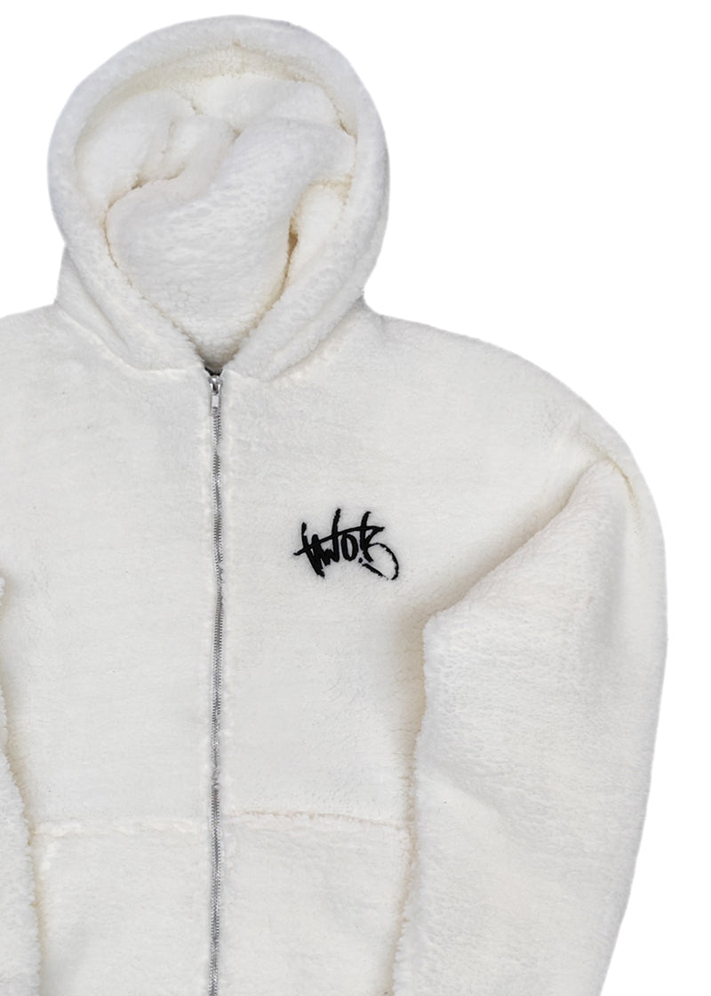 Ανδρική ζακέτα με κουκούλα Two Brothers clothing -BF-25860A-basic logo zip-up hoodie -white 232-39