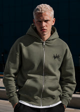 Ανδρική ζακέτα φούτερ με κουκούλα Two Brothers clothing -BF-25910-basic logo zip-up hoodie -khaki