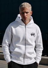 Ανδρική ζακέτα φούτερ με κουκούλα Two Brothers clothing -BF-25910-basic logo zip-up hoodie -white
