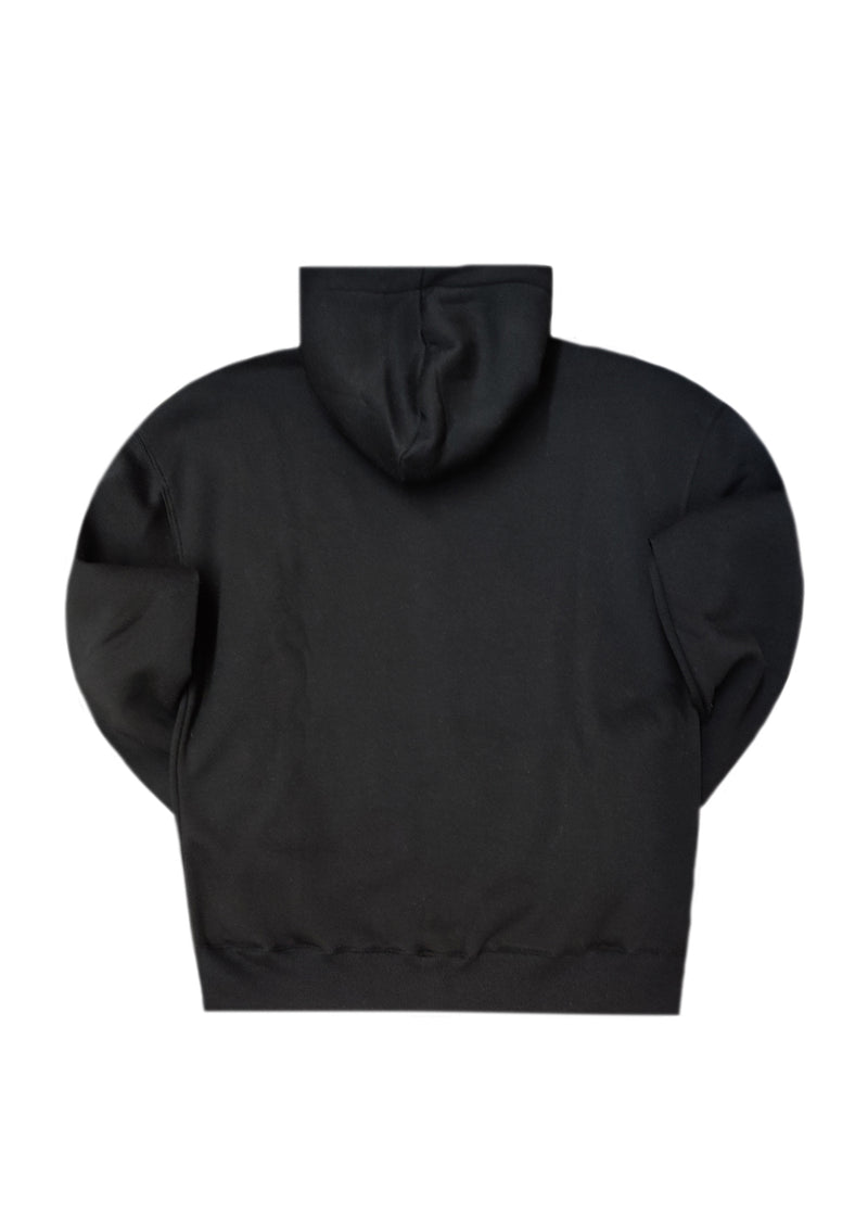 Ανδρική ζακέτα φούτερ με κουκούλα Two Brothers clothing -BF-25910-basic logo zip-up hoodie -black