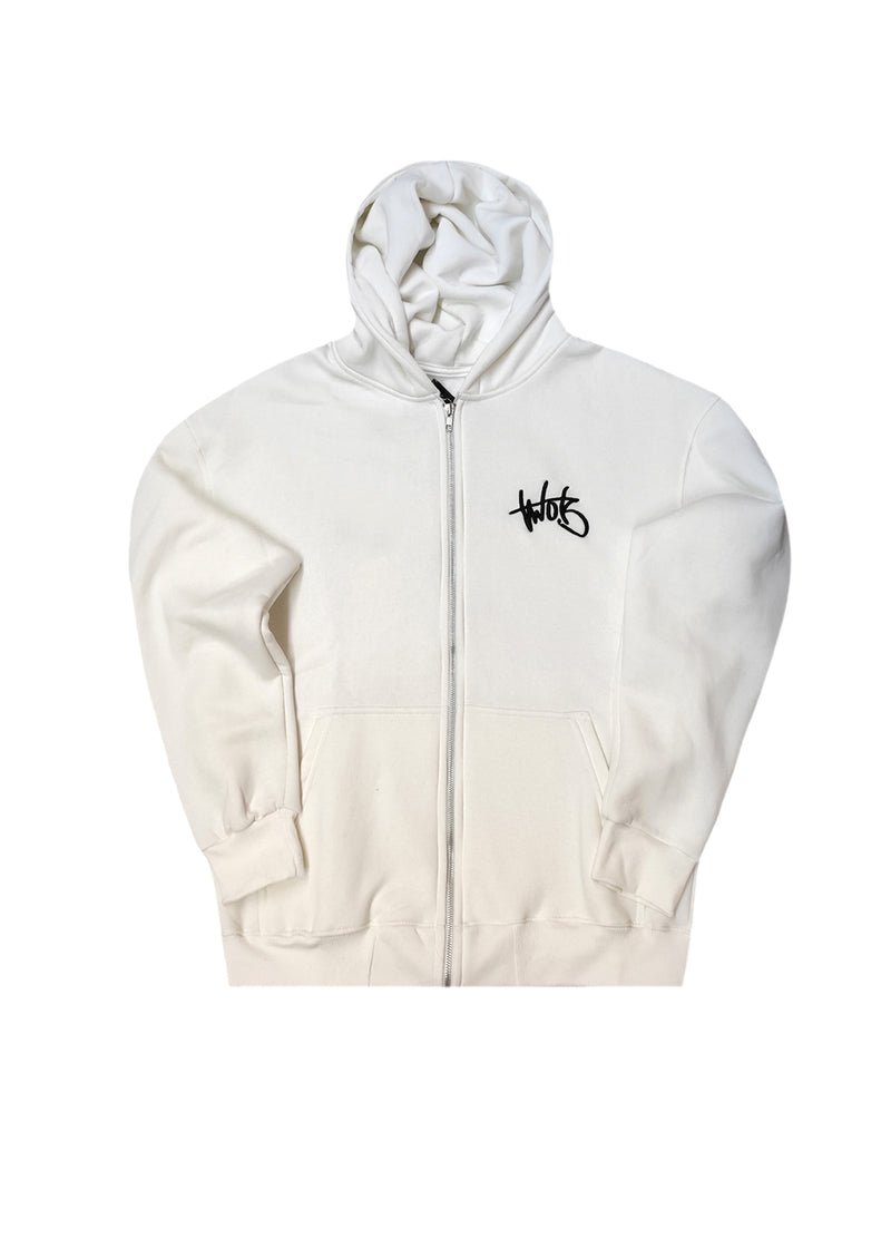 Ανδρική ζακέτα φούτερ με κουκούλα Two Brothers clothing -BF-25910-basic logo zip-up hoodie -white