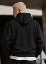 TWO BROTHERS Ανδρική ζακέτα φούτερ με κουκούλα  basic logo zip-up  - Μαύρη BF-26910