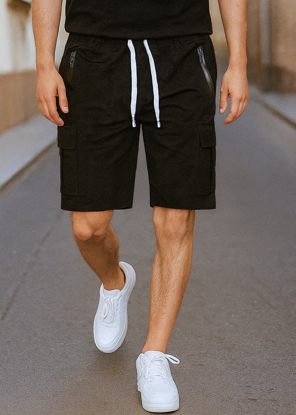Ανδρική κάργκο βερμούδα GUF - BG122 - cargo regular shorts μαύρο