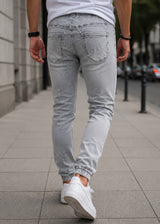 GUF CLOTHING - Ανδρικό παντελόνι τζιν με λάστιχο Slim Fit - Γκρι  BK-472