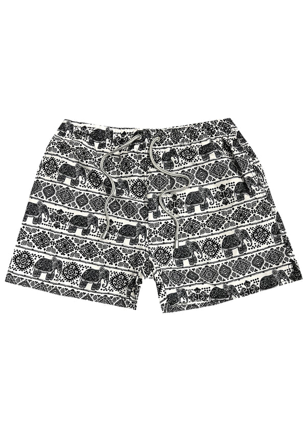 Ανδρικό μαγιό 5 EVEN STAR - BK 2505 - mandala elephant swim shorts ασπρόμαυρο