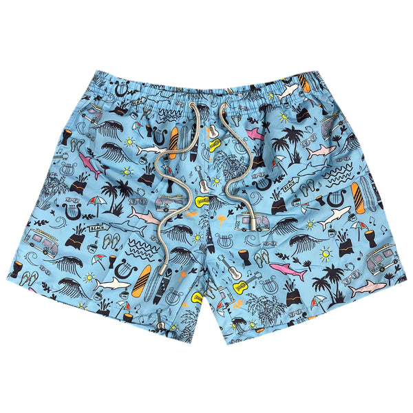 5 EVEN STAR - BK 2510 - vacay swim shorts - ciel