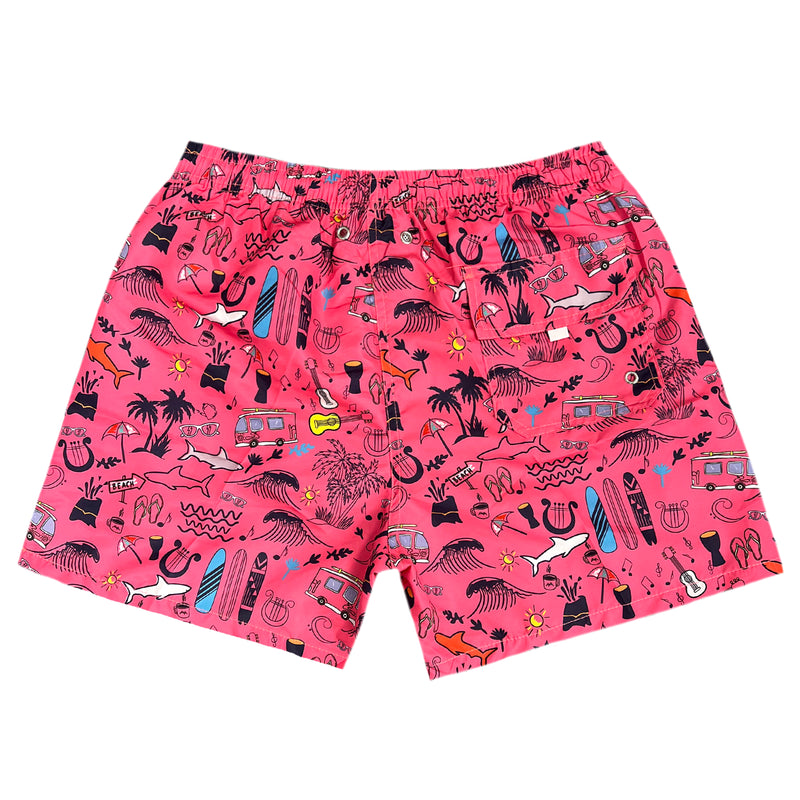 5 EVEN STAR - BK 2510 - vacay swim shorts - pink