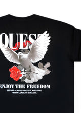 QUEST CLOTHING Ανδρική κοντομάνικη μπλούζα μαύρη PEACE BL-01