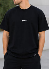 QUEST CLOTHING Ανδρική κοντομάνικη μπλούζα μαύρη QUEST LOGO BL-38