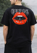 QUEST CLOTHING Ανδρική κοντομάνικη μπλούζα μαύρη LPS BL-49