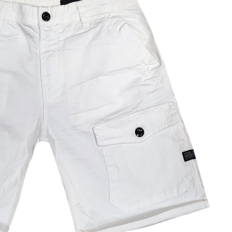 Ανδρική βερμούδα υφασμάτινη Cosi jeans - BLANCO - half cargo shorts λευκό