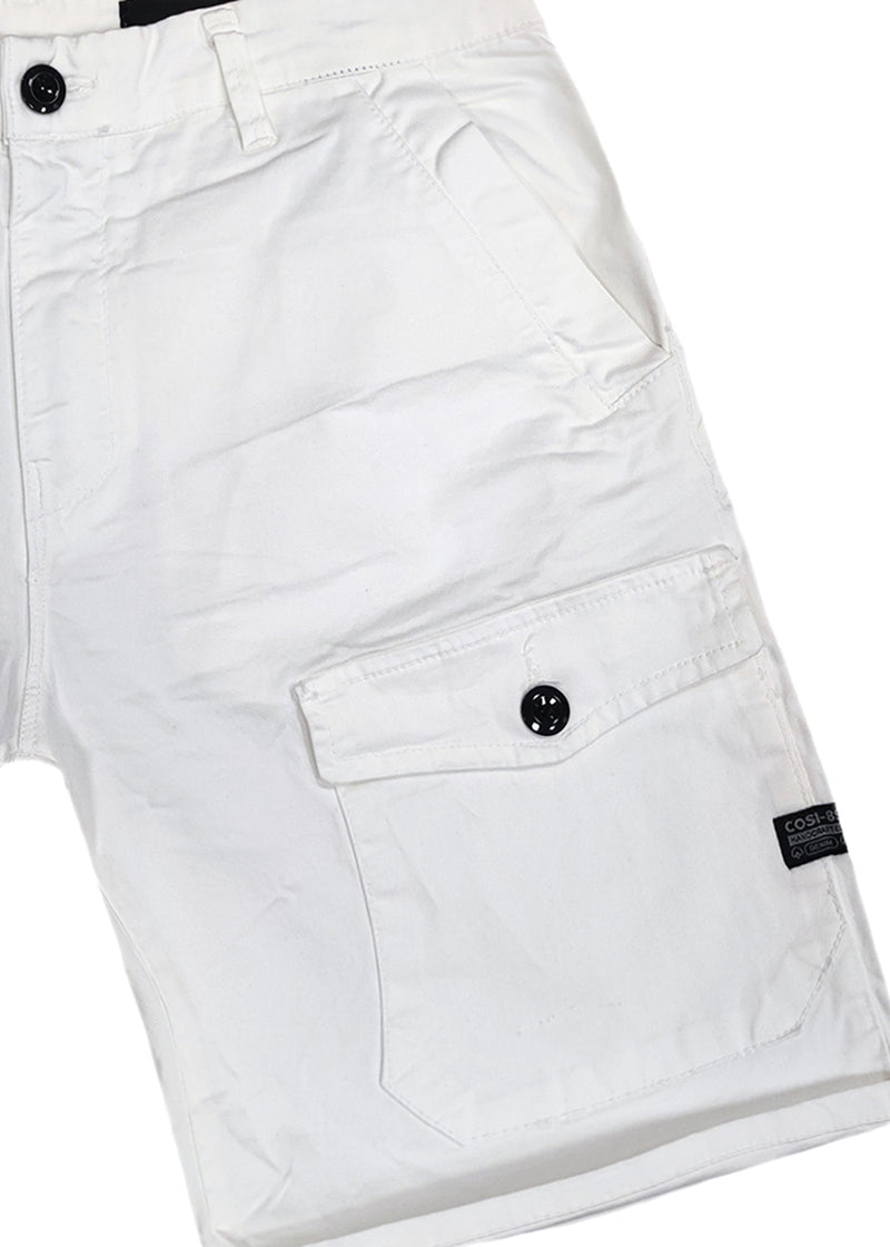 Ανδρική βερμούδα υφασμάτινη Cosi jeans - BLANCO - half cargo shorts λευκό