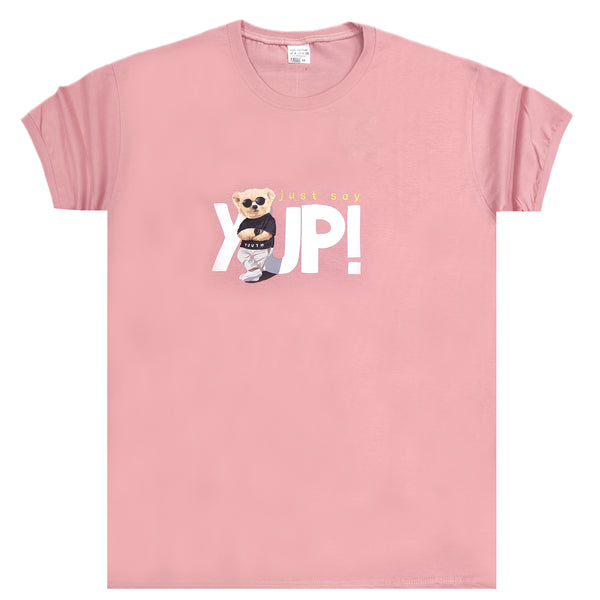 Κοντομάνικη μπλούζα Body Staff - BS-205 - just say yup t-shirt ροζ