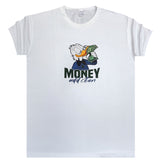 Ανδρική κοντομάνικη μπλούζα Body Staff - BS-208 - money addiction logo λευκό