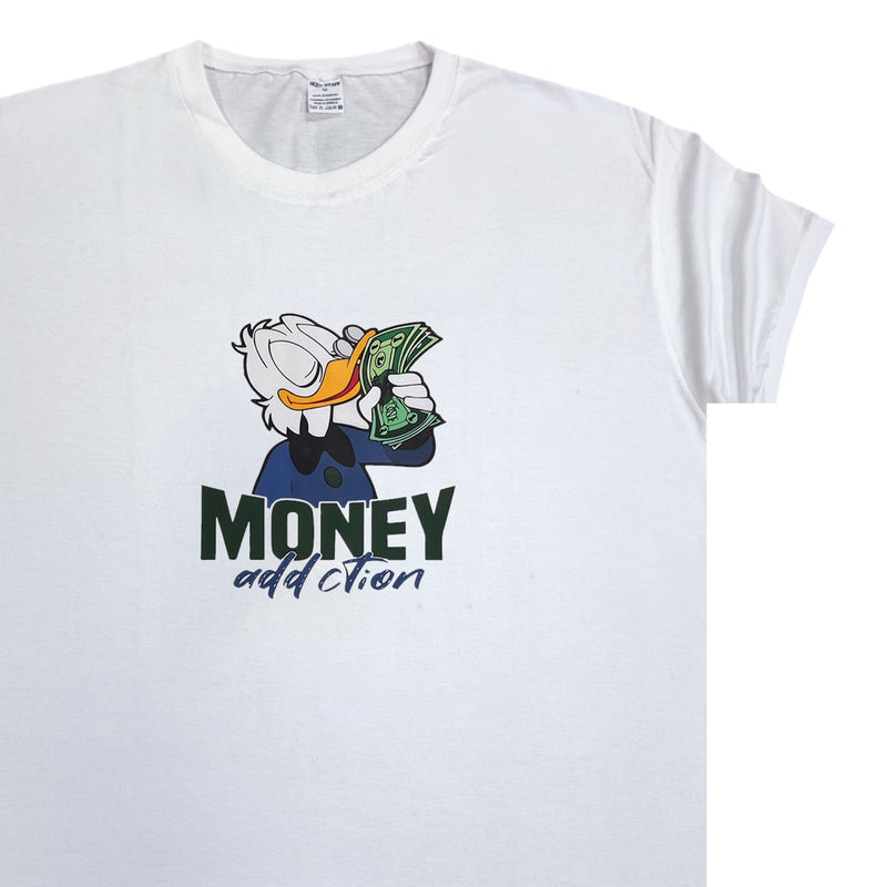 Ανδρική κοντομάνικη μπλούζα Body Staff - BS-208 - money addiction logo λευκό