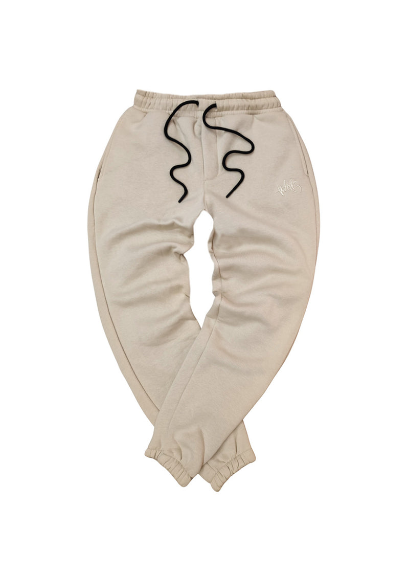 Ανδρική φόρμα με λάστιχο Two Brothers - BT-25590 - signature logo regular fit pants μπεζ