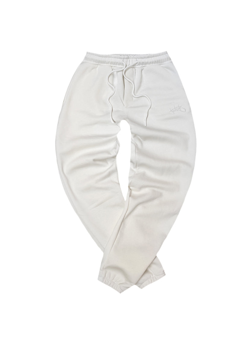 Ανδρική φόρμα με λάστιχο Two Brothers-BT-25590-signature logo regular fit pants white
