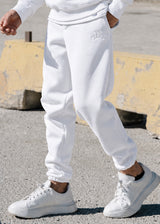 Ανδρική φόρμα με λάστιχο Two Brothers-BT-25590-signature logo regular fit pants white