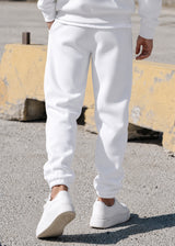 Ανδρική φόρμα με λάστιχο Two Brothers-BT-25590-signature logo regular fit pants white