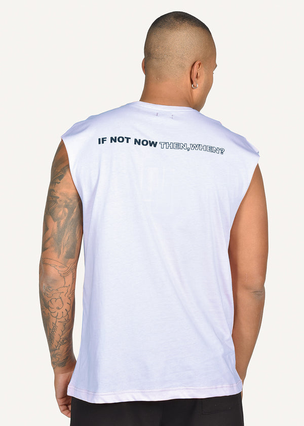Ανδρική αμάνικη μπλούζα Two Brothers - BT-25730 - if not now logo sleeveness λευκό