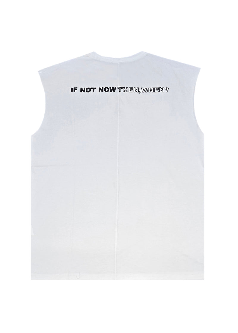 Ανδρική αμάνικη μπλούζα Two Brothers - BT-25730 - if not now logo sleeveness λευκό