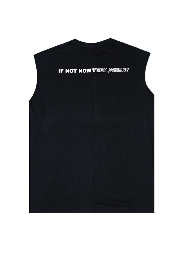 Ανδρική αμάνικη μπλούζα Two Brothers - BT-25730 - if not now logo sleeveness μαύρο
