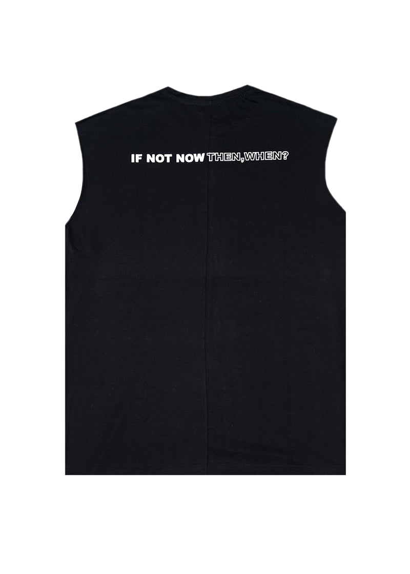 Ανδρική αμάνικη μπλούζα Two Brothers - BT-25730 - if not now logo sleeveness μαύρο
