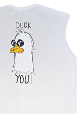 Ανδρική αμάνικη μπλούζα Two Brothers - BT-25770 - duck you logo sleeveness λευκό