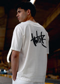 TWO BROTHERS Ανδρική κοντομάνικη μπλούζα λευκή Graffiti Sign ovesized  BT-26800-white