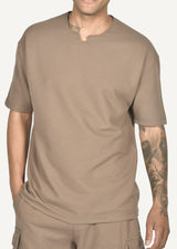 TWO BROTHERS Ανδρική κοντομάνικη μπλούζα μαύρη Wafla V BT-26700-light brown