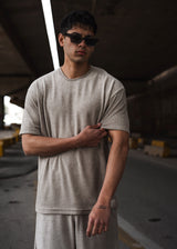 TWO BROTHERS Ανδρική κοντομάνικη μπλούζα μπεζ Terry Cloth BT-26770-beige