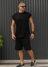 Ανδρική αμάνικη μπλούζα Henry clothing - 3-735 -simple sleeveness regular fit t-shirt μαύρο