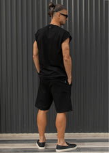 Ανδρική αμάνικη μπλούζα Henry clothing - 3-735 -simple sleeveness regular fit t-shirt μαύρο