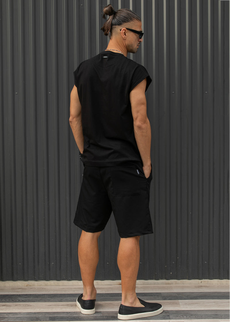 Ανδρική αμάνικη μπλούζα Henry clothing - 3-735 -simple sleeveness regular fit t-shirt μαύρο