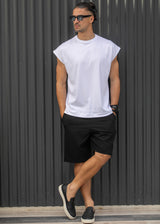 Ανδρική αμάνικη μπλούζα Henry clothing - 3-735 -simple sleeveness regular fit t-shirt λευκό